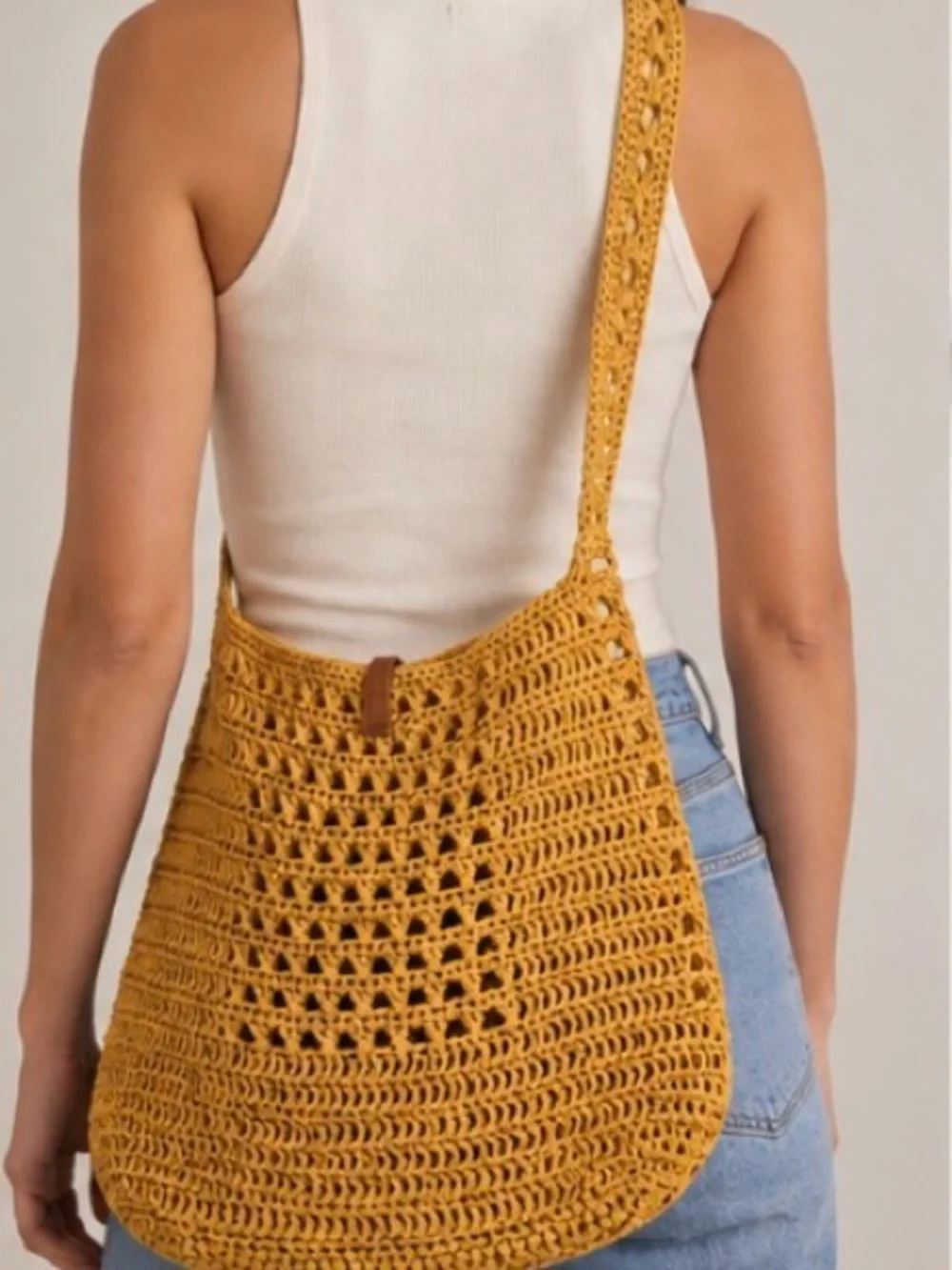 Yves Saint Laurent Mustard Yellow Crochet Shoulder Bag